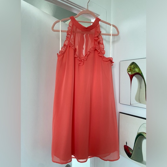 NWOT BCBGeneration Halter Mini Dress in Coral - Picture 1 of 7